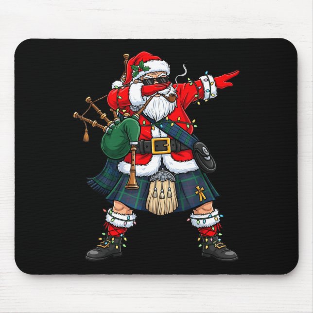 Mousepad Scottish Santa Bagpes Dabbing Christmas Funny Holi (Frente)