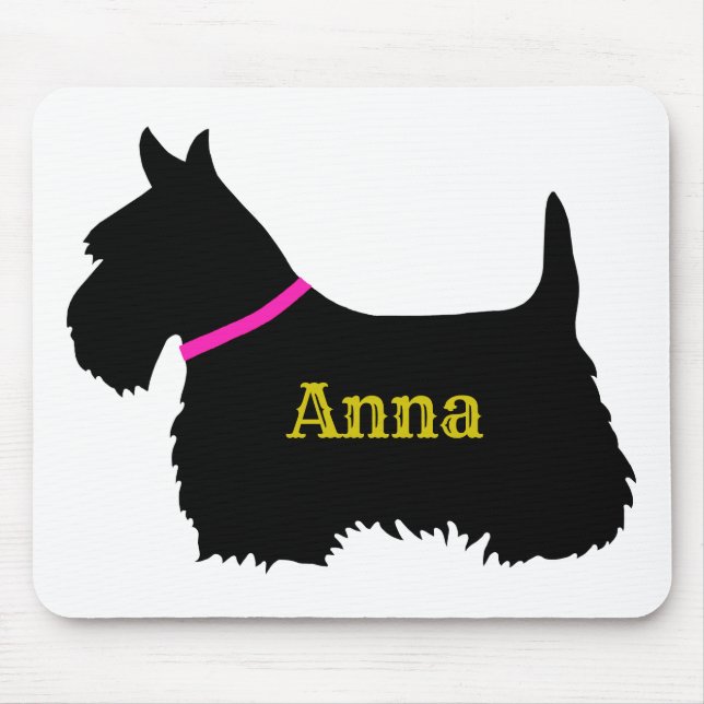 Mousepad Scottish Terrier black silhouette, cão da Escócia (Frente)