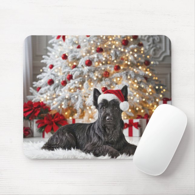 Mousepad Scottish Terrier By Christmas Tree (Com mouse)