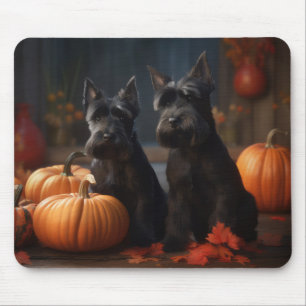 Mousepad Scottish Terrier Puppy Autumn Delight Pumpkin