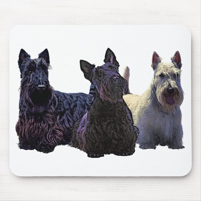 Mousepad Scottish trio preto/wheaten de Terrier, cão preto (Frente)