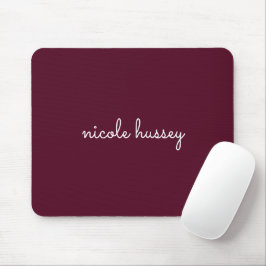 Mousepad Script Burgundy | Na moda Monograma Moderno