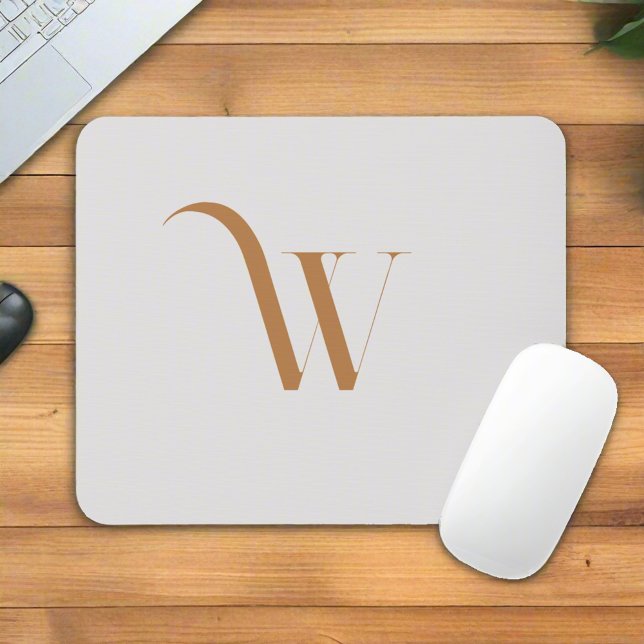 Mousepad Script Castanho Clássico do Nome do Monograma Inic (Criador carregado)