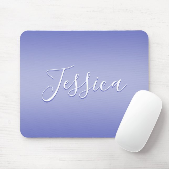 Mousepad Script Cursivo Editável | Violeta branca e roxa (Com mouse)