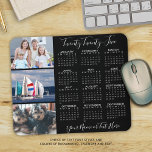 Mousepad Script de Foto do Calendário 3 Moderno 2023 Person<br><div class="desc">Crie sua própria tela personalizada, personalizada, personalizada, de fotos a cores e mouse com um calendário de 2023 anos à vista, 3 fotos, um nome ou monograma ou outro texto personalizado em uma tipografia moderna sugerida de script manuscrito em branco editável em uma cor de fundo preto editável. ASSISTÊNCIA: para...</div>