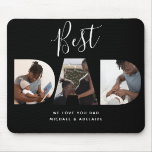 Mousepad Script de Melhor Pai de Colagem de Fotografias de 