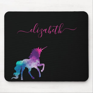 Mousepad script de monograma preto-roxo da Unicorn