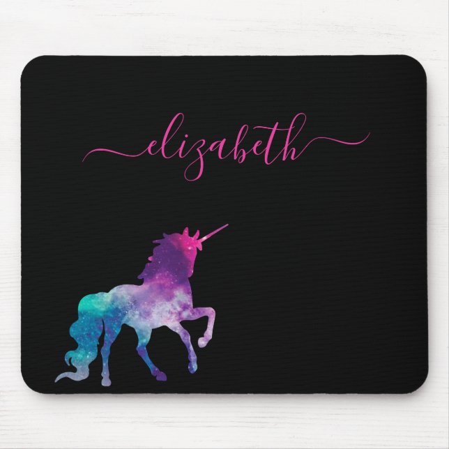 Mousepad script de monograma preto-roxo da Unicorn (Frente)