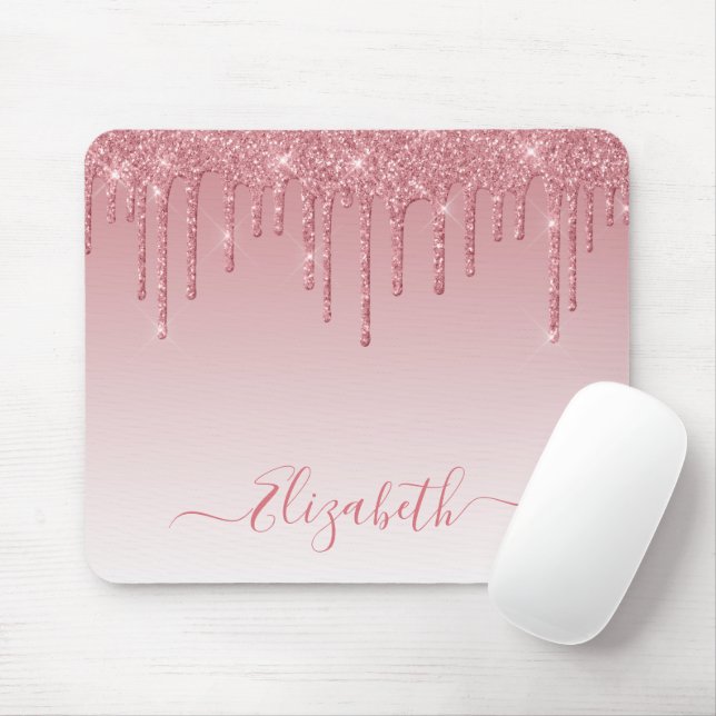 Mousepad Script de Na moda de Largura Cinza Rosa Moderno de (Com mouse)