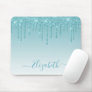 Mousepad Script de Na moda de Tendência Moderna Aqua Glitte