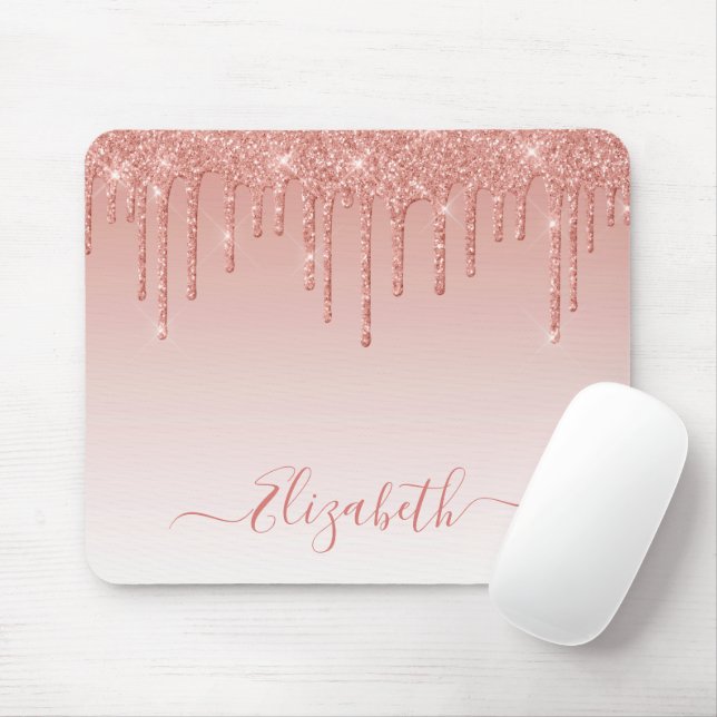Mousepad Script de Na moda Dourado do Glitter de Tendência  (Com mouse)