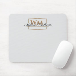 Mousepad Script de Nome do Monograma do Silver Dourado