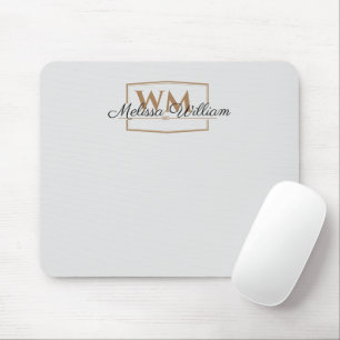 Mousepad Script de Nome do Monograma do Silver Dourado