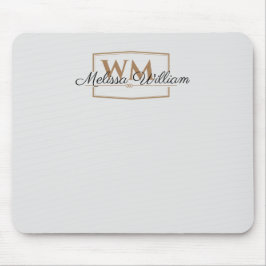 Mousepad Script de Nome do Monograma do Silver Dourado