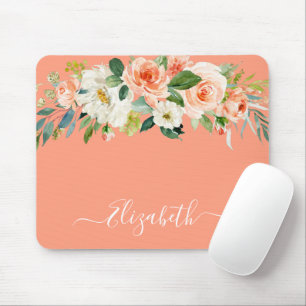 Mousepad Script de Tendência Floral Floral Branco de Pêsseg