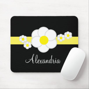 Mousepad Script Elegante Branco-Branco-Preto-Cinzento-Strip