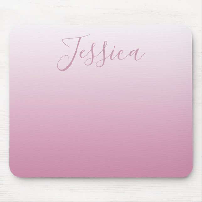Mousepad Script Elegante & Rosa (qualquer cor) Ombre Editáv (Frente)