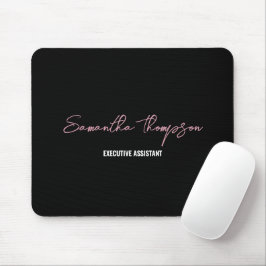 Mousepad Script Minimalista Preto-Rosa Moderno