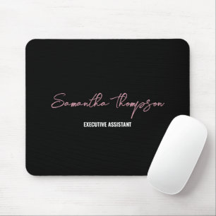 Mousepad Script Minimalista Preto-Rosa Moderno