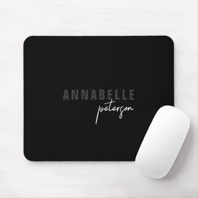 Mousepad Script mínimo preto e branco simples moderno (Com mouse)