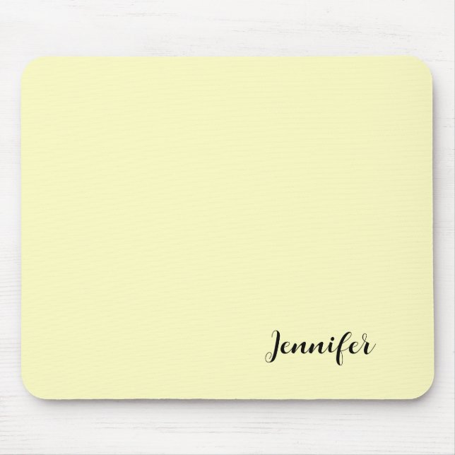 Mousepad Script Moderno Personalizado Amarelo Pastel (Frente)