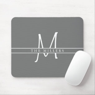 Mousepad Script Monograma de Divisão Inicial, Cinza Person