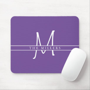 Mousepad Script Monograma de Divisão Inicial, Púrpura Per