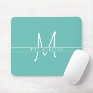 Mousepad Script Monograma de Divisão Inicial, Teal Persona