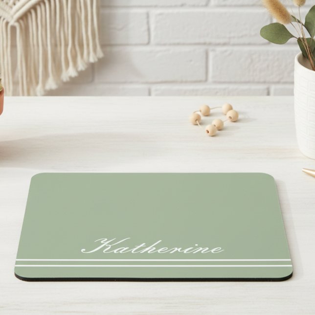 Mousepad Script Name Minimalist Green Eucalyptus (Criador carregado)