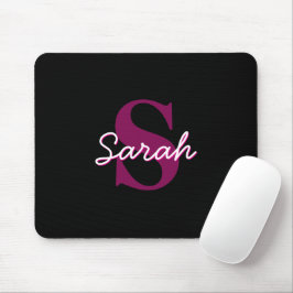 Mousepad Script Personalizável de Monograma Cor-de-Rosa e P