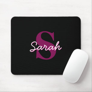 Mousepad Script Personalizável de Monograma Cor-de-Rosa e P