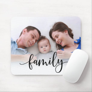 Mousepad Script Preto da Família  Foto personalizada de Ch