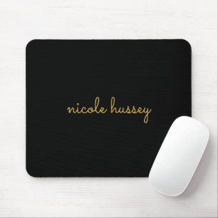 Mousepad Script Preto e Dourado Monograma Moderno Elegant