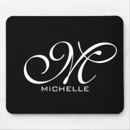 Mousepad Script preto monograma personalizado