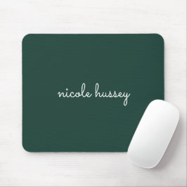 Mousepad Script Verde Esmeralda | Na moda Monograma Moderno
