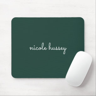 Mousepad Script Verde Esmeralda   Na moda Monograma Moderno