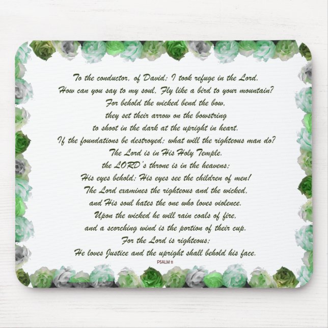 Mousepad Scripture, Psalm 11, Bible Verse, (Frente)