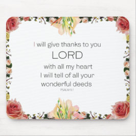 Mousepad Scripture Psalm 9, Floral