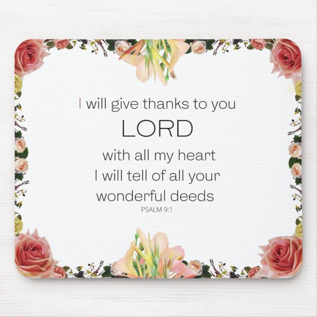 Mousepad Scripture Psalm 9, Floral (Frente)