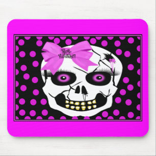 Mousepad Scull da menina do Dia das Bruxas das bolinhas