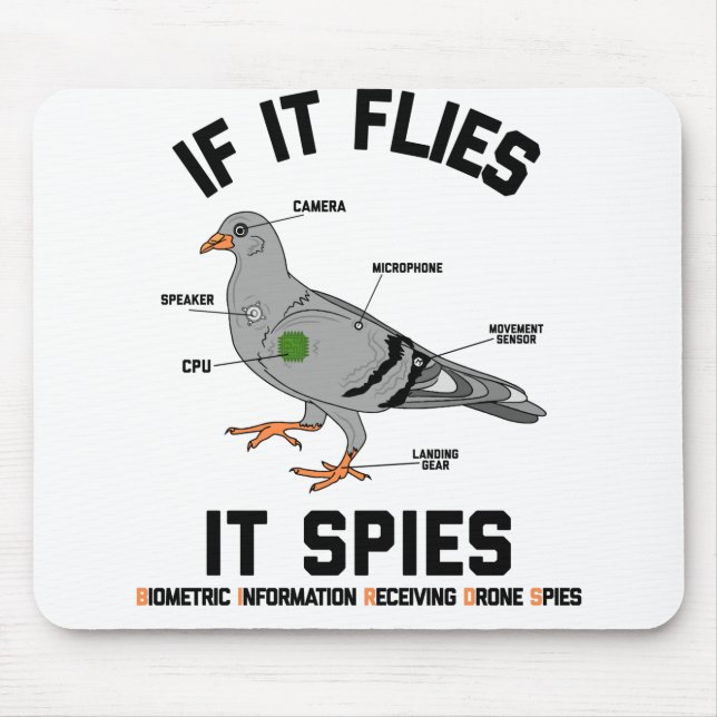 Mousepad Se Voar, Espira O Drone Espia Pigeon Bird (Frente)