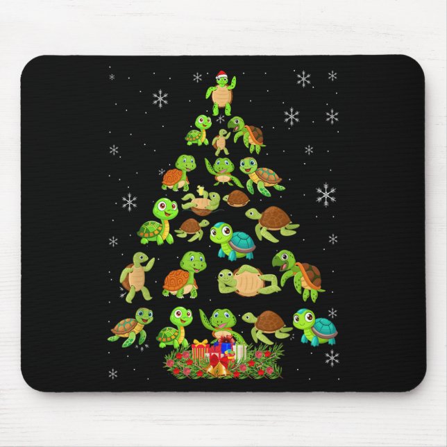 Mousepad Sea Turtle Christmas Tree Matching Family Xmas Tre (Frente)