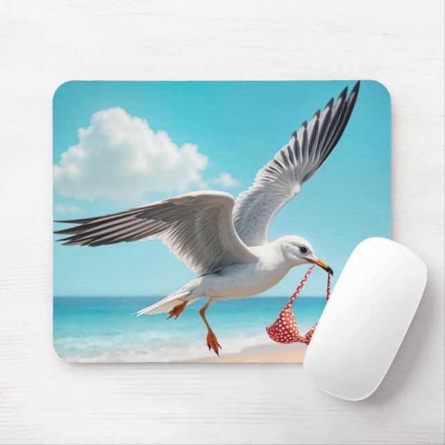 Mousepad Seagull Flying With a Bikini Top (Com mouse)