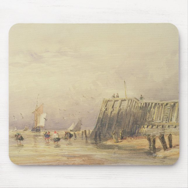 Mousepad Seascape com barcas da navigação e figuras vadear (Frente)