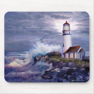 Mousepad Seascape do tapete do rato com o farol de Blanco