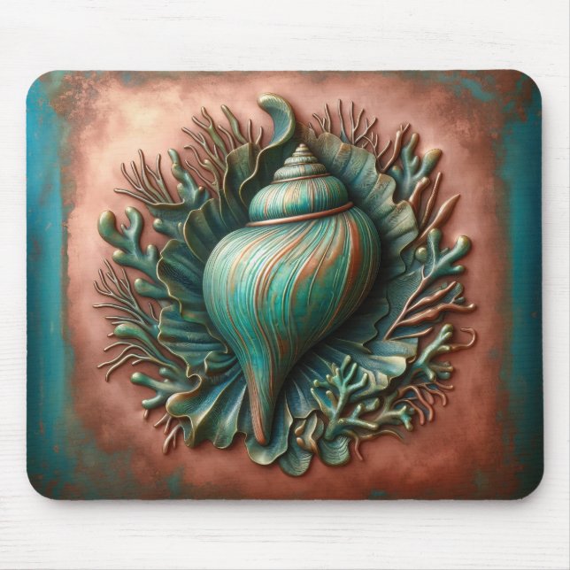 Mousepad Seashell Copper e Patina Beach House (Frente)