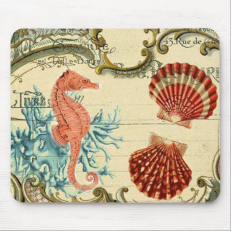 Mousepad seashell seacavalo francês moderno e florescente