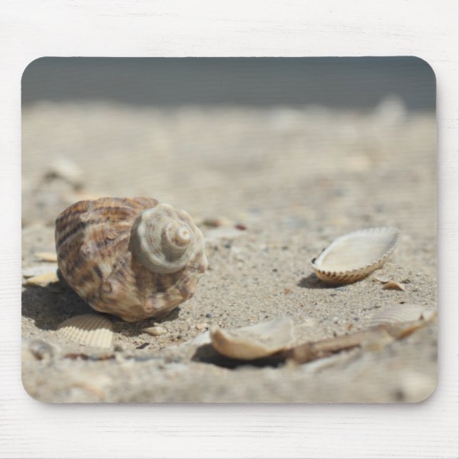 Mousepad Seashells na areia pelo mar (Frente)