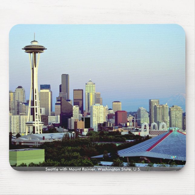 Mousepad Seattle com o Monte Rainier, estado de Washington, (Frente)