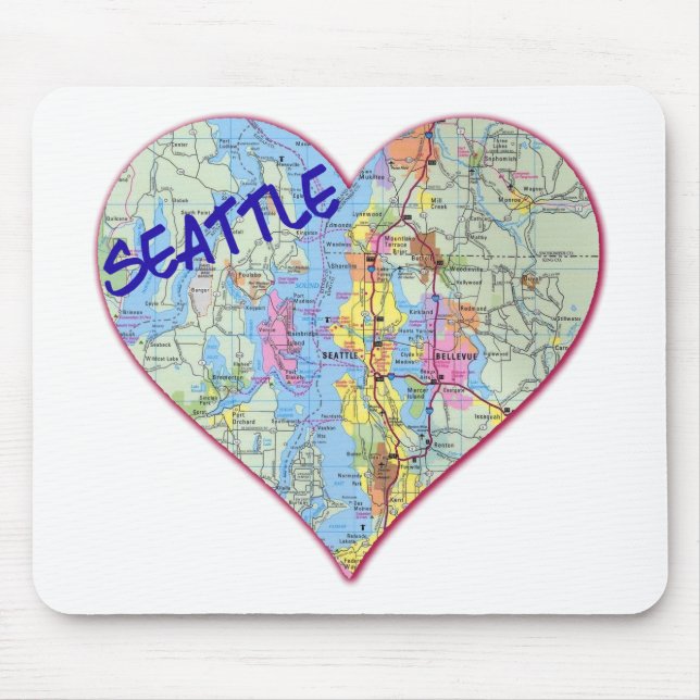 Mousepad Seattle Map Heart (Frente)
